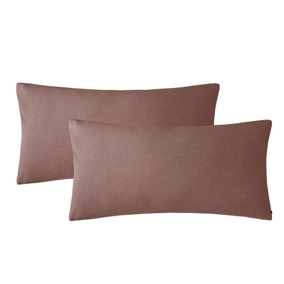 SOULFUL Kissenbezug 40x80 Baumwolle Ziegelrot, Kissenbezüge 2 Teilig mit Reißverschluss, Ähnliche Textur wie Stone Washed Leinen, ÖkoTex Zertifiziert, Weich und Bequem