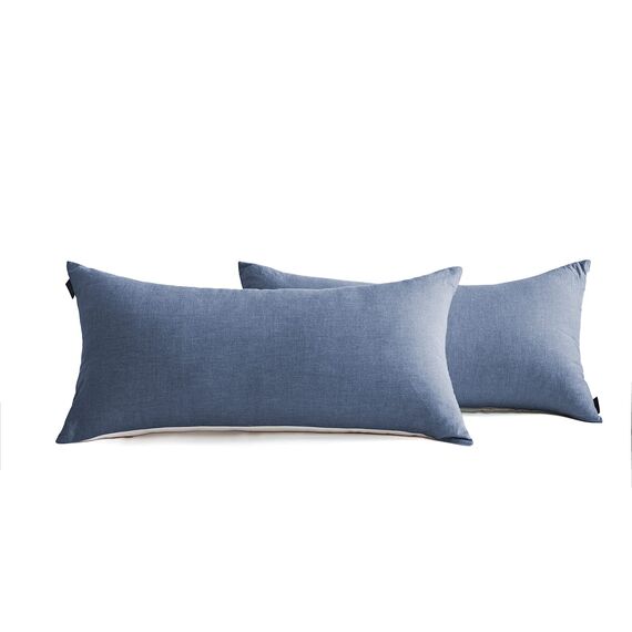 SOULFUL Kissenbezug 40x80 Baumwolle Denim Blue, Kissenbezüge 2 Teilig mit Reißverschluss, Ähnliche Textur wie Stone Washed Leinen, ÖkoTex Zertifiziert, Weich und Bequem