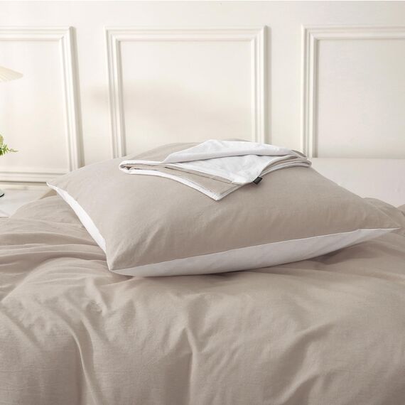 SOULFUL Kissenbezug 40x80 Baumwolle Dunkel Camel, Kissenbezüge 2 Teilig mit Reißverschluss, Ähnliche Textur wie Stone Washed Leinen, ÖkoTex Zertifiziert, Weich und Bequem