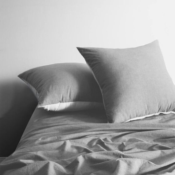 SOULFUL Kissenbezug 40x80 Baumwolle Rauchgrau, Kissenbezüge 2 Teilig mit Reißverschluss, Ähnliche Textur wie Stone Washed Leinen, ÖkoTex Zertifiziert, Weich und Bequem