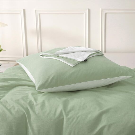 SOULFUL Kissenbezug 40x80 Baumwolle Limonengrün, Kissenbezüge 2 Teilig mit Reißverschluss, Ähnliche Textur wie Stone Washed Leinen, ÖkoTex Zertifiziert, Weich und Bequem