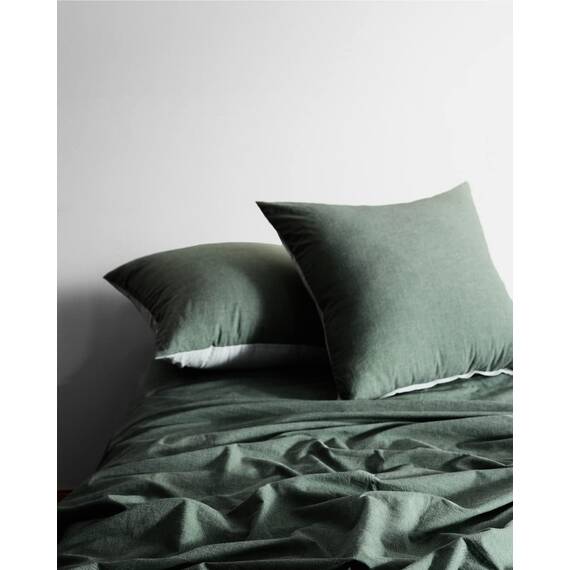 SOULFUL Kissenbezug 80x80 Baumwolle Salbei Grün, Kissenbezüge 2 Teilig mit Reißverschluss, Ähnliche Textur wie Stone Washed Leinen, ÖkoTex Zertifiziert, Weich und Bequem