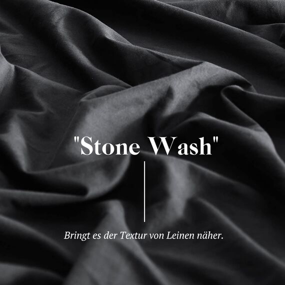 SOULFUL Bettwäsche 200x200 Baumwolle Anthrazit, Bettwäsche-Sets 100% Gewaschene Baumwolle mit Leinenartigem Griff, ÖkoTex Zertifiziert & für Allergiker Geeignet, 1 Bettbezug & 2 Kissenbezügen 80x80