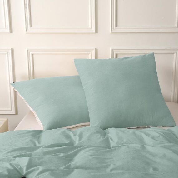 SOULFUL Kissenbezug 40x80 Baumwolle Aquagrün, Kissenbezüge 2 Teilig mit Reißverschluss, Ähnliche Textur wie Stone Washed Leinen, ÖkoTex Zertifiziert, Weich und Bequem