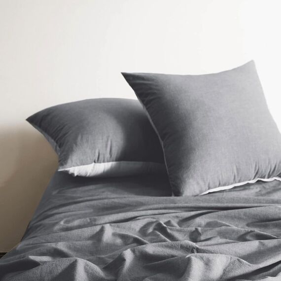 SOULFUL Kissenbezug 40x80 Baumwolle Dunkelgrau2, Kissenbezüge 2 Teilig mit Reißverschluss, Ähnliche Textur wie Stone Washed Leinen, ÖkoTex Zertifiziert, Weich und Bequem