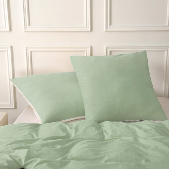 SOULFUL Kissenbezug 40x80 Baumwolle Limonengrün, Kissenbezüge 2 Teilig mit Reißverschluss, Ähnliche Textur wie Stone Washed Leinen, ÖkoTex Zertifiziert, Weich und Bequem