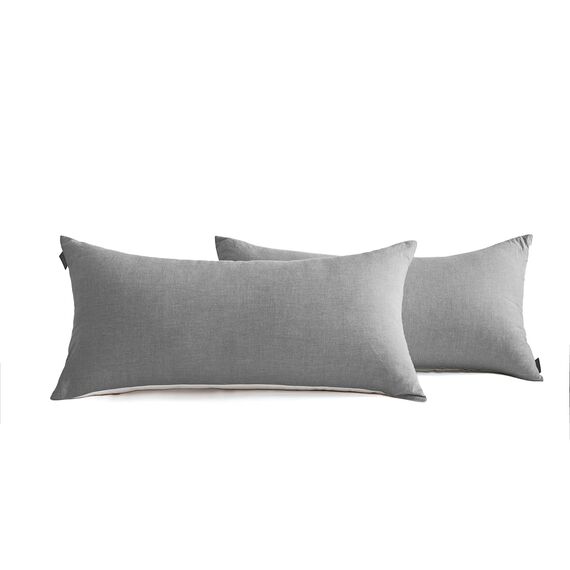 SOULFUL Kissenbezug 40x80 Baumwolle Rauchgrau, Kissenbezüge 2 Teilig mit Reißverschluss, Ähnliche Textur wie Stone Washed Leinen, ÖkoTex Zertifiziert, Weich und Bequem
