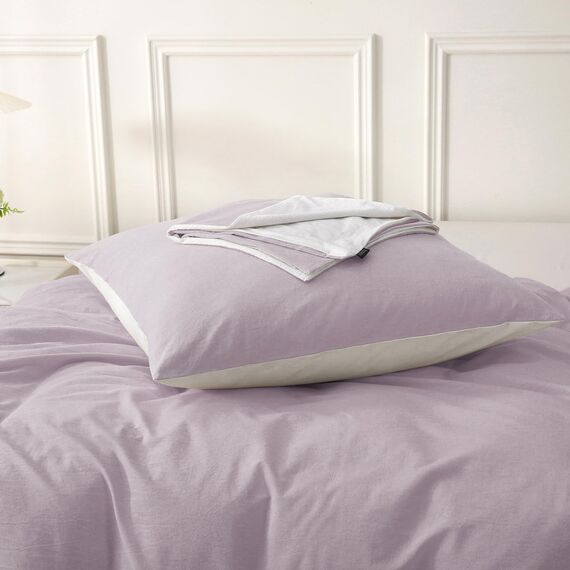 SOULFUL Kissenbezug 40x80 Baumwolle Pastelllila, Kissenbezüge 2 Teilig mit Reißverschluss, Ähnliche Textur wie Stone Washed Leinen, ÖkoTex Zertifiziert, Weich und Bequem