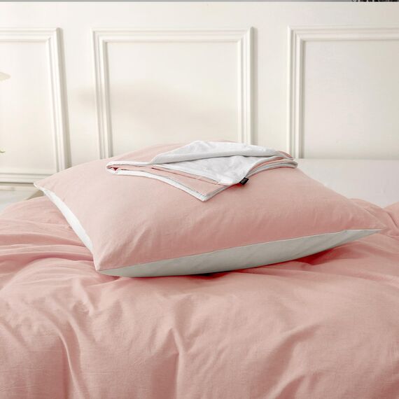 SOULFUL Kissenbezug 40x80 Baumwolle Altrosa, Kissenbezüge 2 Teilig mit Reißverschluss, Ähnliche Textur wie Stone Washed Leinen, ÖkoTex Zertifiziert, Weich und Bequem