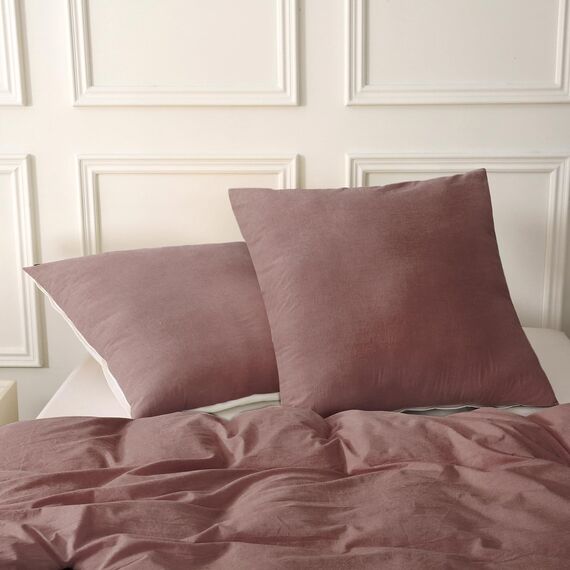 SOULFUL Kissenbezug 40x80 Baumwolle Ziegelrot, Kissenbezüge 2 Teilig mit Reißverschluss, Ähnliche Textur wie Stone Washed Leinen, ÖkoTex Zertifiziert, Weich und Bequem