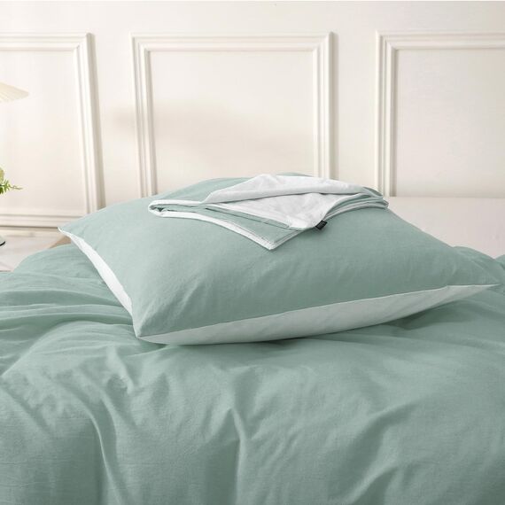 SOULFUL Kissenbezug 40x80 Baumwolle Aquagrün, Kissenbezüge 2 Teilig mit Reißverschluss, Ähnliche Textur wie Stone Washed Leinen, ÖkoTex Zertifiziert, Weich und Bequem