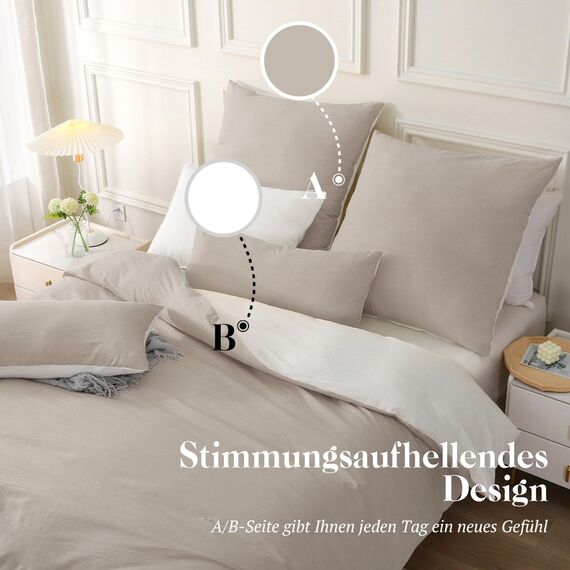 SOULFUL Bettwäsche 135x200 Baumwolle 2 Teilig, Bettwäsche-Sets Dunkel Camel mit Reißverschluss, Ähnliche Textur wie Stone Washed Leinen, Enthält 1 Bettbezug 135x200 und 1 Kissenbezug 80x80