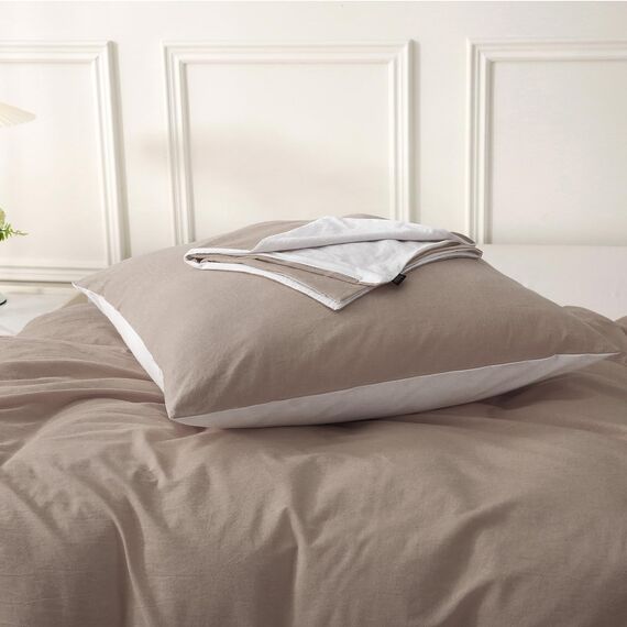 SOULFUL Kissenbezug 40x80 Baumwolle Kaffee Dunkel, Kissenbezüge 2 Teilig mit Reißverschluss, Ähnliche Textur wie Stone Washed Leinen, ÖkoTex Zertifiziert, Weich und Bequem