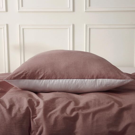 SOULFUL Kissenbezug 40x80 Baumwolle Ziegelrot, Kissenbezüge 2 Teilig mit Reißverschluss, Ähnliche Textur wie Stone Washed Leinen, ÖkoTex Zertifiziert, Weich und Bequem