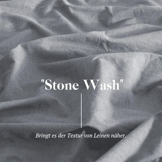 SOULFUL Bettwäsche 200x200 Baumwolle 3 Teilig, Bettwäsche-Sets Dunkelgrau mit Reißverschluss, Ähnliche Textur wie Stone Washed Leinen, Enthält 1 Bettbezug 200x200 und 2 Kissenbezug 80x80