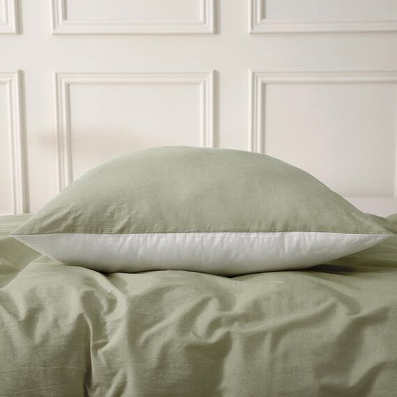 SOULFUL Kissenbezug 40x80 Baumwolle Vintagegrün, Kissenbezüge 2 Teilig mit Reißverschluss, Ähnliche Textur wie Stone Washed Leinen, ÖkoTex Zertifiziert, Weich und Bequem