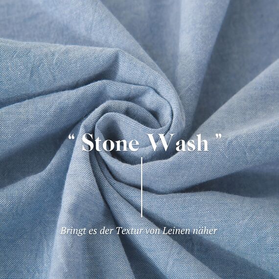 SOULFUL Bettwäsche 155x220 Baumwolle 2 Teilig, Bettwäsche-Sets Haiya Blue mit Reißverschluss, Ähnliche Textur wie Stone Washed Leinen, Enthält 1 Bettbezug 155x220 und 1 Kissenbezug 80x80