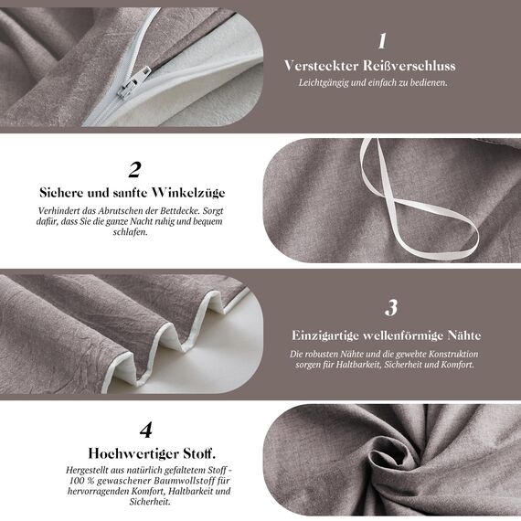 SOULFUL Kissenbezug 40x80 Baumwolle Kaffee Dunkel, Kissenbezüge 2 Teilig mit Reißverschluss, Ähnliche Textur wie Stone Washed Leinen, ÖkoTex Zertifiziert, Weich und Bequem