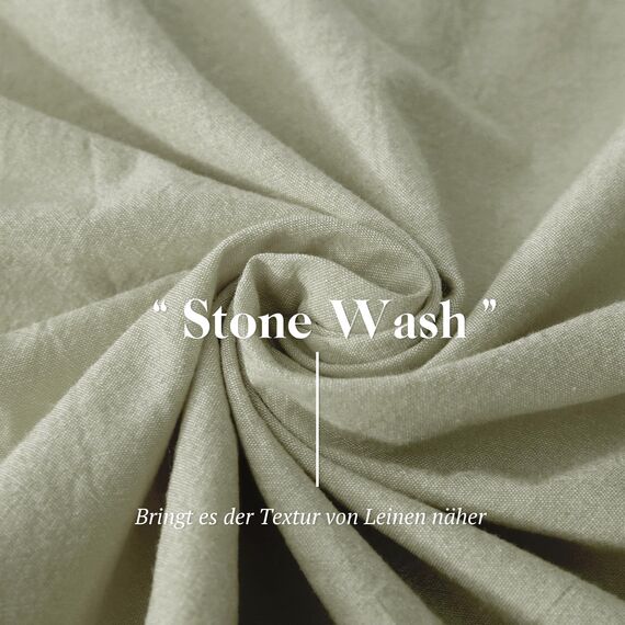 SOULFUL Bettwäsche 155x220 Baumwolle 2 Teilig, Bettwäsche-Sets Vintagegrün mit Reißverschluss, Ähnliche Textur wie Stone Washed Leinen, Enthält 1 Bettbezug 155x220 und 1 Kissenbezug 80x80