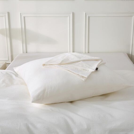 SOULFUL Kissenbezug 40x80 Baumwolle Milky White, Kissenbezüge 2 Teilig mit Reißverschluss, Ähnliche Textur wie Stone Washed Leinen, ÖkoTex Zertifiziert, Weich und Bequem