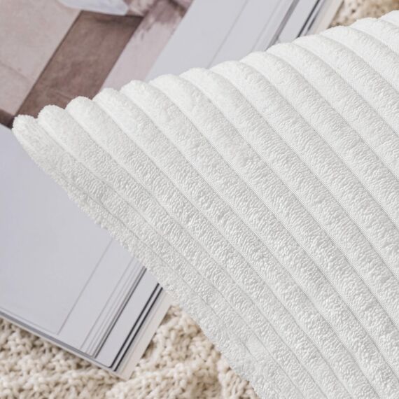 Slozzi 2er Set Kordsamt Kissenbezug Reines Weiß 40x40cm Kissenbezüge Kissenhülle Sofakissen Dekokissenbezug Couchkissen Weich für Sofa Schlafzimmer Wohnzimmer Balkon