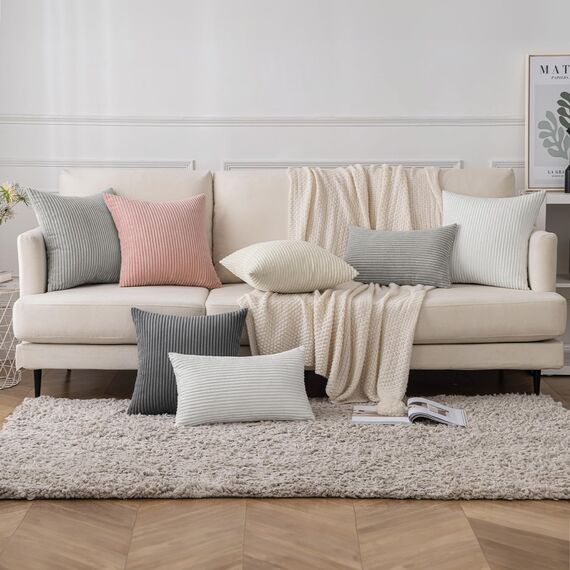 Slozzi 2er Set Kordsamt Kissenbezug Rosa 50x50cm Kissenbezüge Kissenhülle Sofakissen Dekokissenbezug Couchkissen Weich für Sofa Schlafzimmer Wohnzimmer Balkon