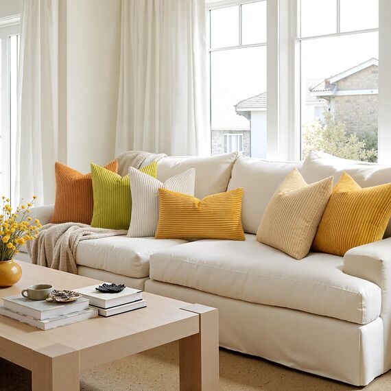 Slozzi 2er Set Kordsamt Kissenbezug Herbstdcko Ingwergelb 45x45 Kissenbezüge Kissenhülle Sofakissen Dekokissenbezug Couchkissen Weich für Sofa Schlafzimmer Wohnzimmer Balkon