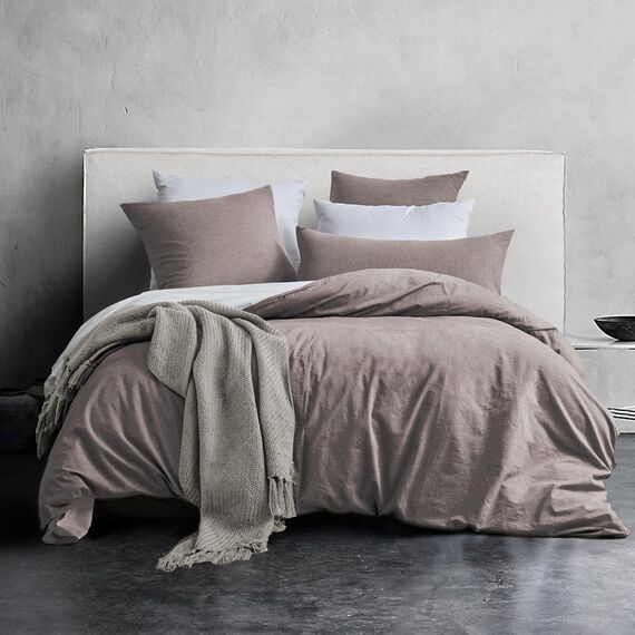 SOULFUL Bettwäsche 200x200 Baumwolle 3 Teilig, Bettwäsche-Sets Kaffee Dunkel mit Reißverschluss, Ähnliche Textur wie Stone Washed Leinen, Enthält 1 Bettbezug 200x200 und 2 Kissenbezug 80x80