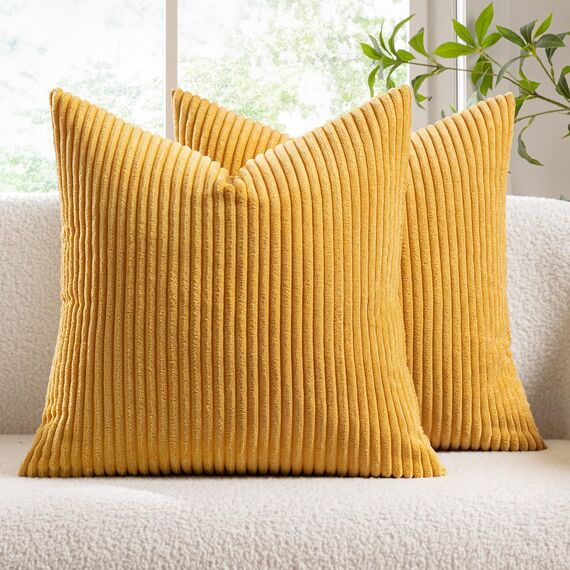 Slozzi 2er Set Kordsamt Kissenbezug Herbstdcko Ingwergelb 40x40 Kissenbezüge Kissenhülle Sofakissen Dekokissenbezug Couchkissen Weich für Sofa Schlafzimmer Wohnzimmer Balkon