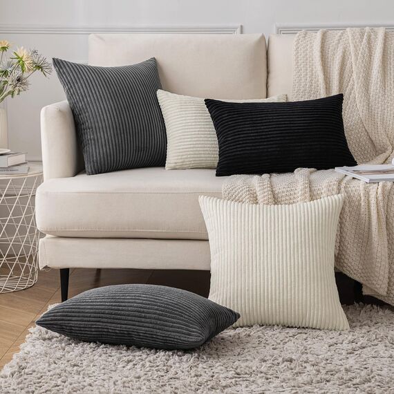 Slozzi 2er Set Kordsamt Kissenbezug Beige 40x60 Kissenbezüge Kissenhülle Sofakissen Dekokissenbezug Couchkissen Weich für Sofa Schlafzimmer Wohnzimmer Balkon