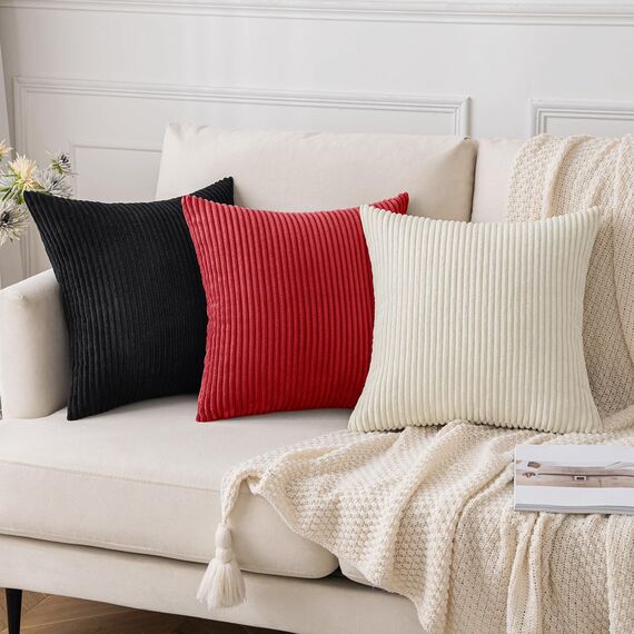 Slozzi 2er Set Kordsamt Kissenbezug Rot 40x40 Kissenbezüge Kissenhülle Sofakissen Dekokissenbezug Couchkissen Weich für Sofa Schlafzimmer Wohnzimmer Balkon