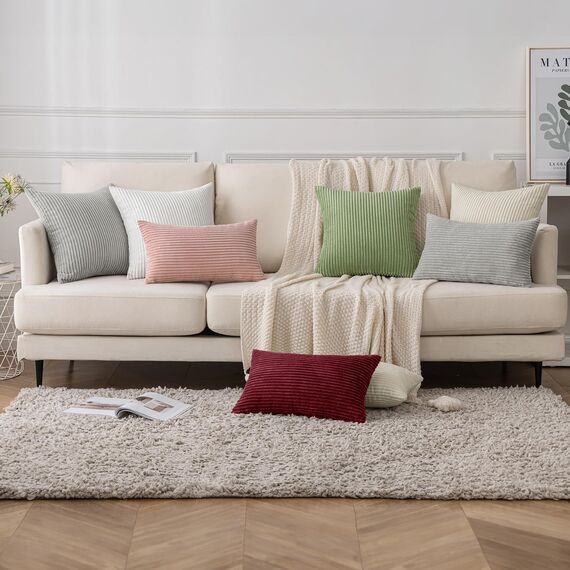 Slozzi 2er Set Kordsamt Kissenbezug WeinRot 45x45 Kissenbezüge Kissenhülle Sofakissen Dekokissenbezug Couchkissen Weich für Sofa Schlafzimmer Wohnzimmer Balkon