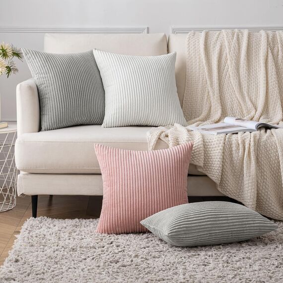 Slozzi 2er Set Kordsamt Kissenbezug Rosa 40x40cm Kissenbezüge Kissenhülle Sofakissen Dekokissenbezug Couchkissen Weich für Sofa Schlafzimmer Wohnzimmer Balkon