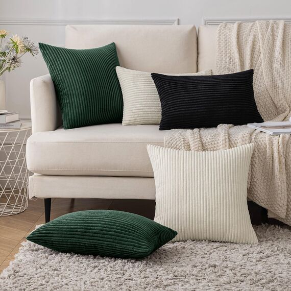 Slozzi 2er Set Kordsamt Kissenbezug Dunkelgrün 30x50 Kissenbezüge Kissenhülle Sofakissen Dekokissenbezug Couchkissen Weich für Sofa Schlafzimmer Wohnzimmer Balkon