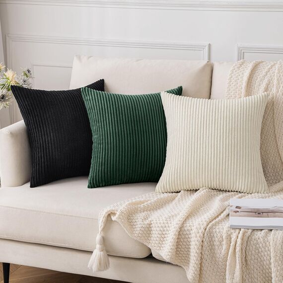 Slozzi 2er Set Kordsamt Kissenbezug Dunkelgrün 40x40 Kissenbezüge Kissenhülle Sofakissen Dekokissenbezug Couchkissen Weich für Sofa Schlafzimmer Wohnzimmer Balkon