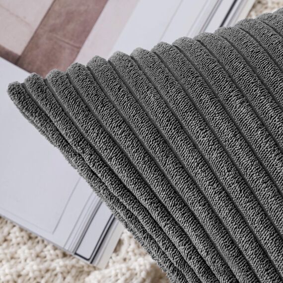 Slozzi 2er Set Kordsamt Kissenbezug Dunkelgrau 50x50cm Kissenbezüge Kissenhülle Sofakissen Dekokissenbezug Couchkissen Weich für Sofa Schlafzimmer Wohnzimmer Balkon