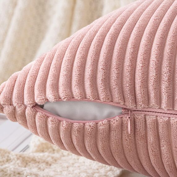 Slozzi 2er Set Kordsamt Kissenbezug Rosa 40x40cm Kissenbezüge Kissenhülle Sofakissen Dekokissenbezug Couchkissen Weich für Sofa Schlafzimmer Wohnzimmer Balkon