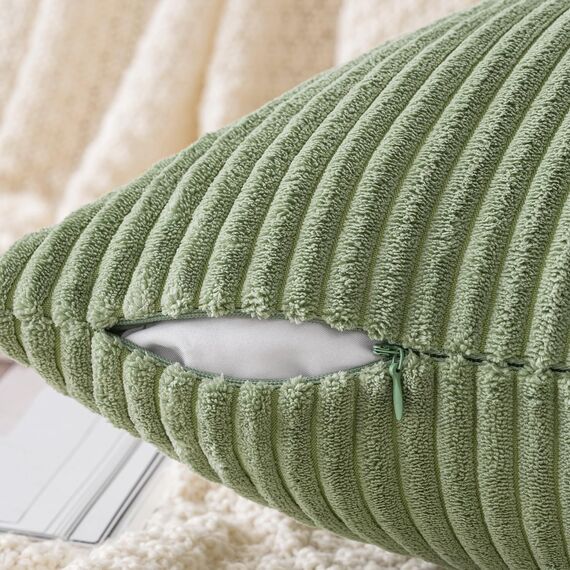 Slozzi 2er Set Kordsamt Kissenbezug Bohnengrün 40x60 Kissenbezüge Kissenhülle Sofakissen Dekokissenbezug Couchkissen Weich für Sofa Schlafzimmer Wohnzimmer Balkon