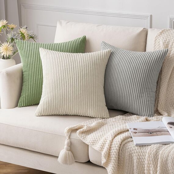 Slozzi 2er Set Kordsamt Kissenbezug Hellgrau 40x60 Kissenbezüge Kissenhülle Sofakissen Dekokissenbezug Couchkissen Weich für Sofa Schlafzimmer Wohnzimmer Balkon