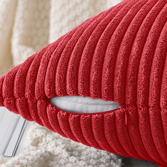 Slozzi 2er Set Kordsamt Kissenbezug Rot 40x40 Kissenbezüge Kissenhülle Sofakissen Dekokissenbezug Couchkissen Weich für Sofa Schlafzimmer Wohnzimmer Balkon