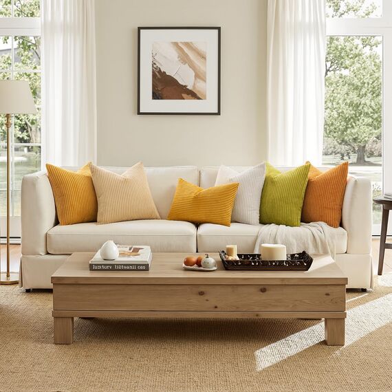 Slozzi 2er Set Kordsamt Kissenbezug Herbstdcko Ingwergelb 40x40 Kissenbezüge Kissenhülle Sofakissen Dekokissenbezug Couchkissen Weich für Sofa Schlafzimmer Wohnzimmer Balkon