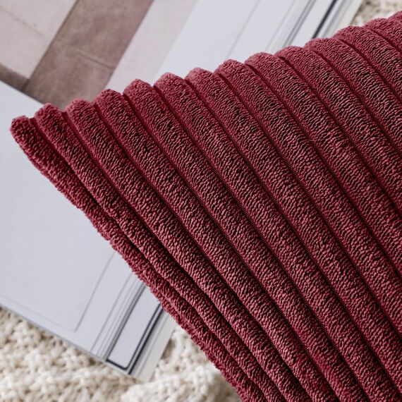 Slozzi 2er Set Kordsamt Kissenbezug WeinRot 50x50 Kissenbezüge Kissenhülle Sofakissen Dekokissenbezug Couchkissen Weich für Sofa Schlafzimmer Wohnzimmer Balkon