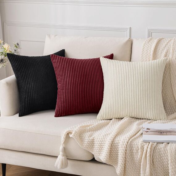 Slozzi 2er Set Kordsamt Kissenbezug WeinRot 40x40 Kissenbezüge Kissenhülle Sofakissen Dekokissenbezug Couchkissen Weich für Sofa Schlafzimmer Wohnzimmer Balkon