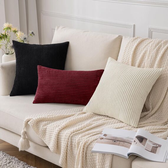 Slozzi 2er Set Kordsamt Kissenbezug WeinRot 50x50 Kissenbezüge Kissenhülle Sofakissen Dekokissenbezug Couchkissen Weich für Sofa Schlafzimmer Wohnzimmer Balkon