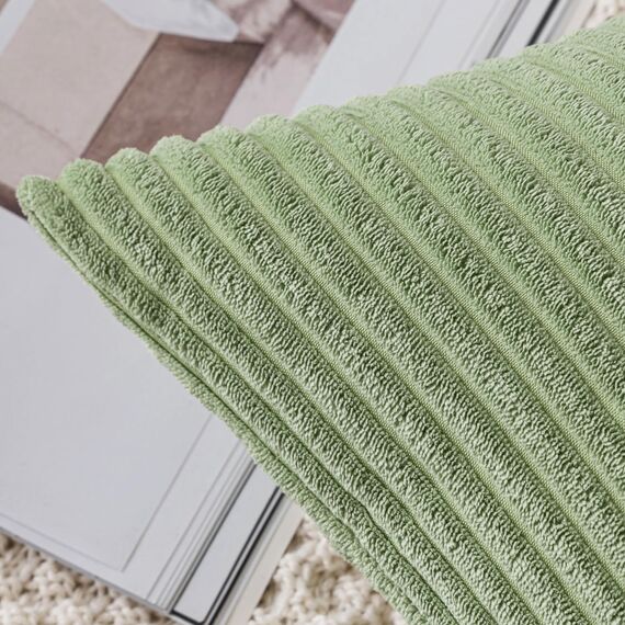 Slozzi 2er Set Kordsamt Kissenbezug Bohnengrün 50x50cm Kissenbezüge Kissenhülle Sofakissen Dekokissenbezug Couchkissen Weich für Sofa Schlafzimmer Wohnzimmer Balkon