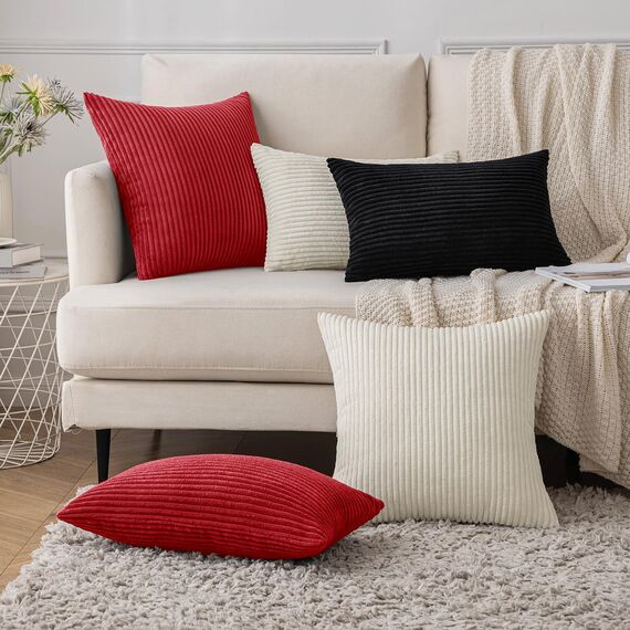 Slozzi 2er Set Kordsamt Kissenbezug Rot 40x40 Kissenbezüge Kissenhülle Sofakissen Dekokissenbezug Couchkissen Weich für Sofa Schlafzimmer Wohnzimmer Balkon