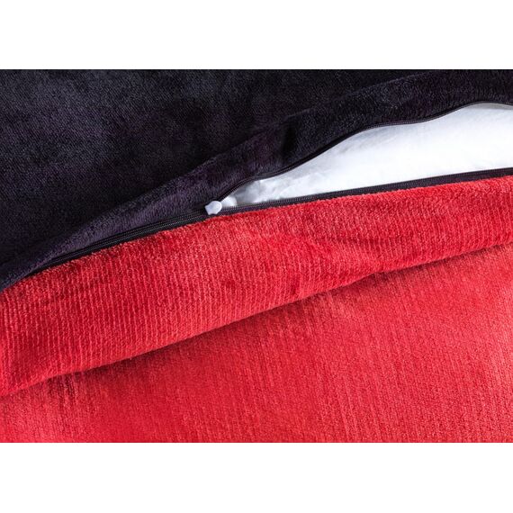 Winter Plüsch Wendebettwäsche Nicky-Teddy 'Cashmere Touch' 135-155 - 200x200 Coral Fleece, Farbe:SCHWARZ-ROT, Größe:155 x 220 cm