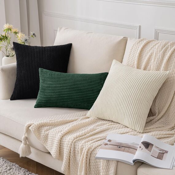 Slozzi 2er Set Kordsamt Kissenbezug Dunkelgrün 45x45 Kissenbezüge Kissenhülle Sofakissen Dekokissenbezug Couchkissen Weich für Sofa Schlafzimmer Wohnzimmer Balkon