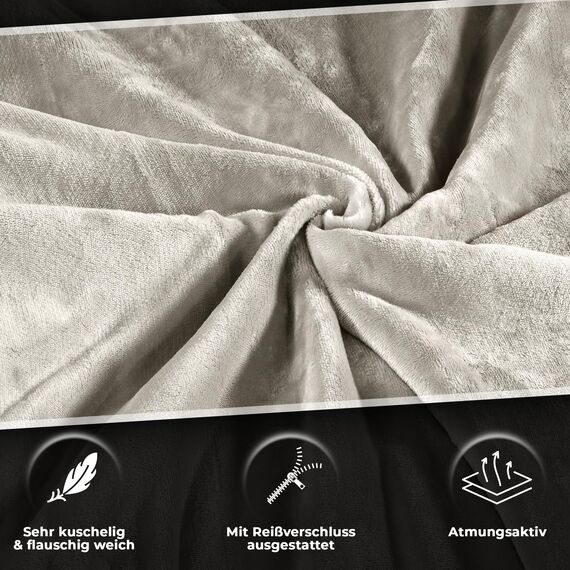 MALIKA Winter Plüsch Wendebettwäsche Nicky-Teddy 'Cashmere Touch' 135-155 - 200x200 Coral Fleece, Farbe:BEIGE-Taupe, Größe:135 x 200 cm
