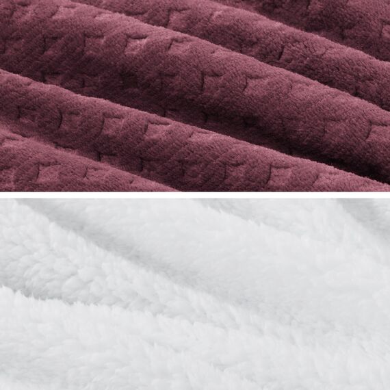 BEDSURE Flauschige Bettwäsche 155x220 Weinrot - Winter Bettbezug Fleece mit 2 Kissenbezüge 80x80 cm, Warme Bettwäsche-Sets mit Reißverschluss, Waffelpique Winterbettwäsche für Doppelbett